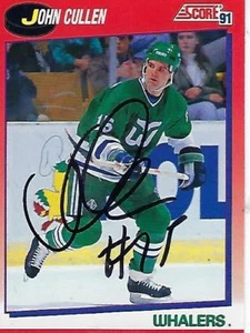 JOHN CULLEN SIGNEDN1991-92 SCORE CANADIAN #7 - HARTFORD WHALERS - Picture 1 of 1