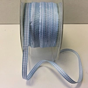 1/4 Inch Solid Checkered Ribbon - May Arts - KB34 - Lt. Blue - 5 yards - Picture 1 of 1