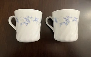 2 VINTAGE CORELLE BLUE FLEUR Mugs Cups Swirl Pattern FREE SHIPPING - Picture 1 of 6