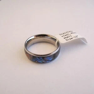 MEN'S STAINLESS STEEL ABALONE SHELL RING SIZE 13 - NWT - Retail $90 - Picture 1 of 8
