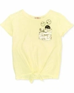 Kandy Kiss Girls Smile Tie-Front T-Shirt Yellow X-Large - Picture 1 of 2