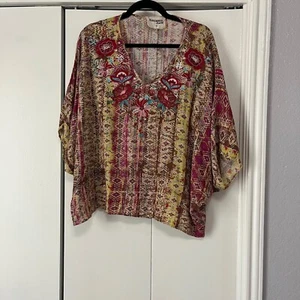 Savanna Jane bestickte Bluse Bohemian Tunika Blumenmuster Top Gr. M - Bild 1 von 5