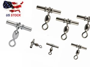 20-60PCs Fishing Crimp Swivel Cross-line Crane Swivel Tackle Connector 3# -3/0# - Picture 1 of 17