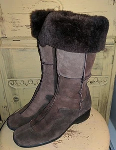 VINTAGE AQUATALIA MARVIN K ECHT LAMMFELL LAMMFELL KEILABSATZ STIEFEL BRAUN 6,5 DAMEN - Bild 1 von 8