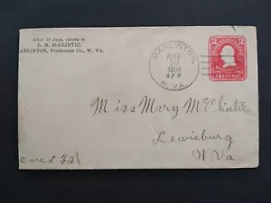 West Virginia: Marlinton 1906 2c copertina intera, Doane 3/15, Pocahontas Co - Foto 1 di 2