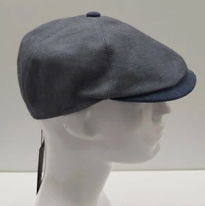 COPPOLA BERRETTO SPICCHI LINO/COTONE BLU DENIM MADE IN ITALY - Imagen 1 de 4