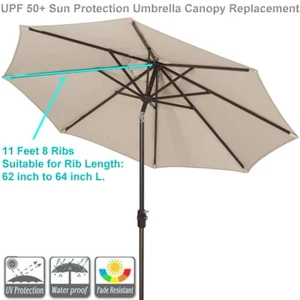 11ft Patio Umbrella Market Table Outdoor Deck Umbrella Replacement (CANOPY ONLY) - Picture 1 of 22