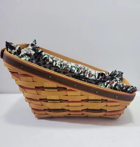 Cesta de trineo de vacaciones Longaberger 1997 protector y forro rojo y verde - Imagen 1 de 6
