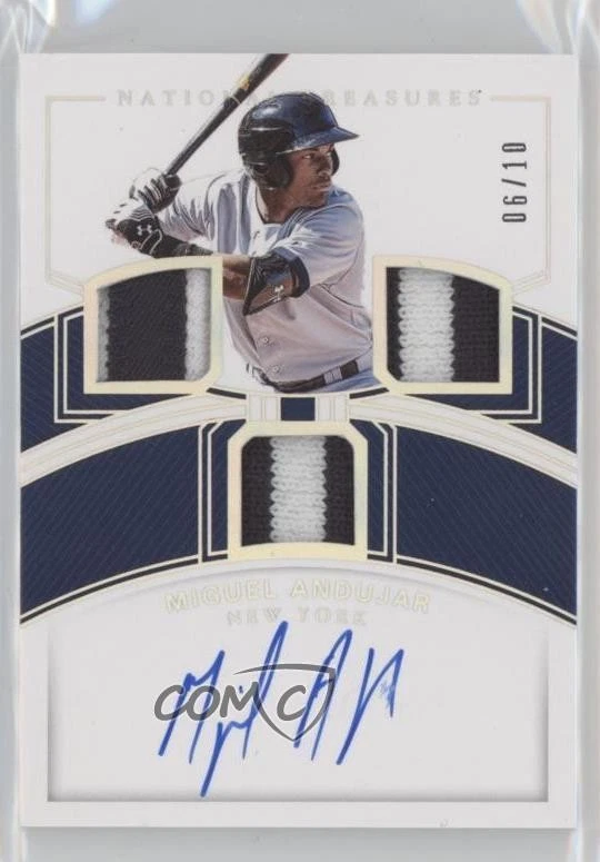 2018 Panini National Treasures Holo Silver /10 Miguel Andujar #RTM-MA Auto RC - Image 1 of 2