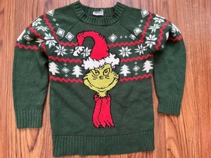 Dr. Seuss How The Grinch Stole Christmas Boys Green Sweater Unknown Size - Picture 1 of 8