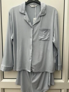 Ladies Blue 2-Piece Pyjama Set, Long Sleeve Top  Short Bottoms, Soft size L - Picture 1 of 8