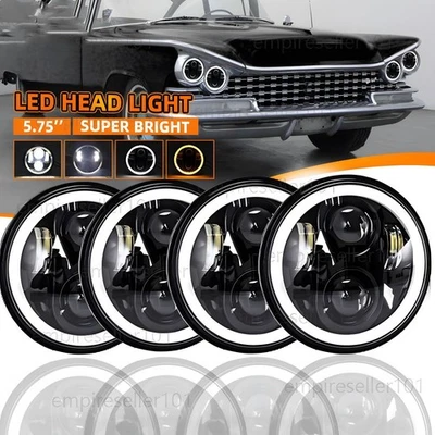For 1959-1975 Buick LeSabre 4Pcs 5.75" INCH LED Headlights Hi-Lo-Turn Lamp DRL - Image 1 of 4