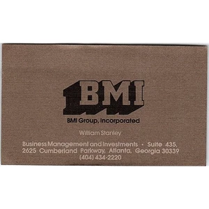 BMI Group William Stanley Atlanta Georgia Vintage Business Card SF3-B4 - Picture 1 of 2