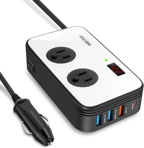 200W Power Inverter for Car, DC 12V to AC 110V, PD 25W US, SB-C, QC3.0 - Picture 1 of 6