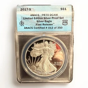 2017-S Anacs PR70 DCAM limited edition, silver proof silver eagle 🔥 - Picture 1 of 3