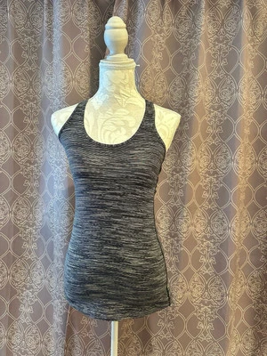 Camiseta sin mangas Lululemon Cool Racerback a rayas negra y crema talla 6 Foto 1 de 2