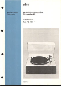 Braun Service Manual per PS 430 Copy stampa leggermente debole - Foto 1 di 1