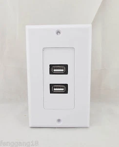 1x Premium Dual 2 Port USB 2.0 Wall Face Plate Panel Socket Charger Outlet Power - Picture 1 of 6