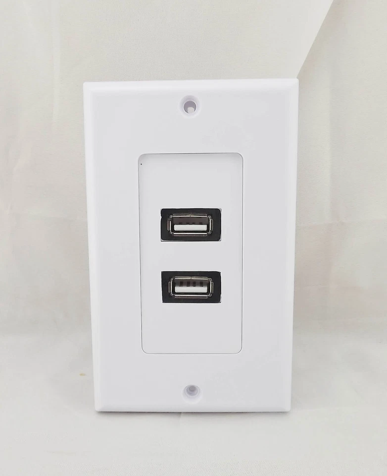 1x Premium Dual 2 Port USB 2.0 Wall Face Plate Panel Socket Charger Outlet Power - Image 1 of 4