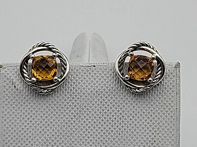 David Yurman Sterling Silver Infinity Stud Earrings with Citrine 7mm - Image 1 of 4