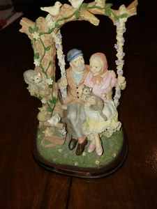 Vintage Da Vinci Collection Figuren Katze Paar Schaukel Porzellan Mantel Deko - Bild 1 von 7