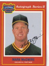 FREE SHIPPING-MINT-1991 Jumbo California Sunflower Seeds Mark McGwire #18 A'S