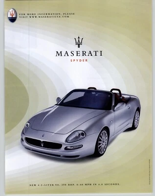 2002 Grey Maserati Spyder V-8 Convertible Photo Vintage Magazine Car Ad Poster  - Image 1 of 4