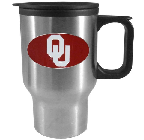 Oklahoma Sooners 14oz Stainless Steel Travel Mug [NEW] NCAA Tumbler Coffee Cup Cover
