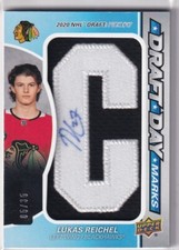 2022-23 UD SP GAME USED DRAFT DAY MARKS ROOKIE AUTO PATCH "C" LUKAS REICHEL /35