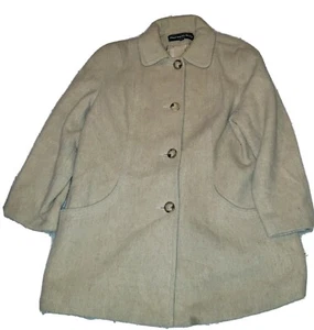 HERMAN KAY WOOL COAT TAN BEIGE SIZE 6P BUTTON DOWN - Picture 1 of 3
