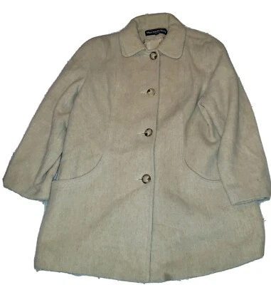 ABRIGO DE LANA HERMAN KAY BEIGE TOSTADO TALLA 6P ABOTONADO Foto 1 de 3