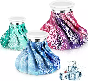 3 Pieces Ice Bags for Injuries Reusable Ice Pack Hot Cold Water Bag 6, 9, 10 Inc - Picture 1 of 12
