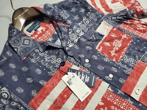 Men's Polo Ralph Lauren Classic Fit Patchwork US Flag Bandana Camp Shirt New - Picture 1 of 11