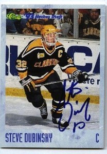 Steve Dubinsky auto'd 1993-94 Classic Hockey Draft hockey card h1542