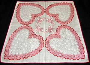 Vintage Hankie Valentine Hearts & Ribbons Galore Burmel Original Sticker - Picture 1 of 3