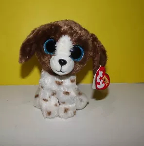 Ty Beanie Babies Boos 6" MUDDLES the White & Brown Spotted Dog Bean Plush w/ Tag - Picture 1 of 4