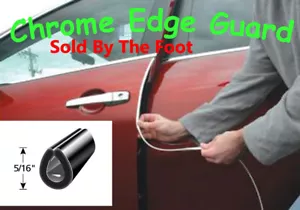 Chrome DOOR EDGE GUARD PROTECTOR TRIM MOLDING - SOLD BY THE FOOT - Price Per/Ft - Picture 1 of 1