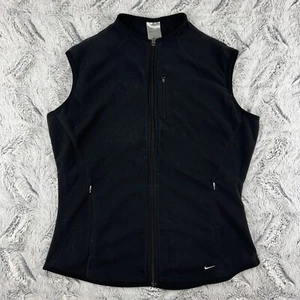 Nike Golf Vest Womens Medium Black Full Zip Therma-Fit Y2K Gray Tag Logo Pockets - Picture 1 of 15