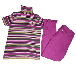 The Children's Place Y2K Outfit Ragazze 10 Rosa Top a Costine Zip Orlo Pantaloni (22x21) - Foto 1 di 18