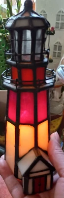 CARMEL BY THE SEA Lighthouse Stained Glass Accent Table Lamp Night Light - Image 1 of 4