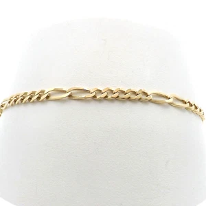 14k Gold Figaro Curb Grow With Me Link Bracelet 7in Max 3gr Italy Child to Adult - Picture 1 of 7