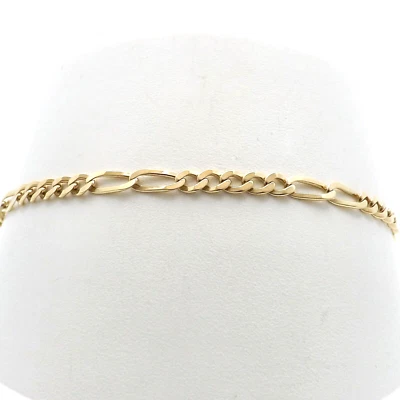 14k Gold Figaro Curb Grow With Me Link Bracelet 7in Max 3gr Italy Child to Adult - Image 1 of 4