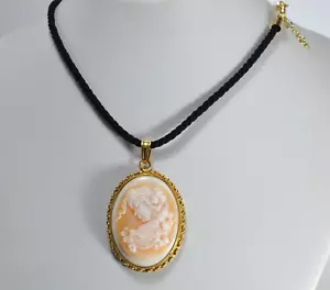 CIONDOLO ARGENTO 925 DORATO CAMMEO ANTICO E OSSO COMPRESO LACCIO AGDV 0247 - Foto 1 di 4