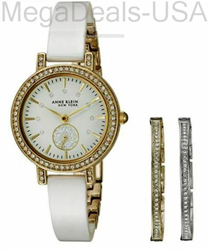 Reloj brazalete blanco acentuado cristal Swarovski Anne Klein para mujer 12/2248WTST  Foto 1 de 1