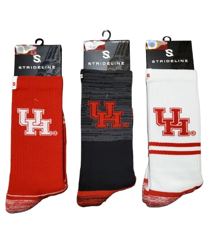 Houston Cougars Socks Knit NCAA Strideline Licensed Premium Atheltic Wear 3 Pack Cover