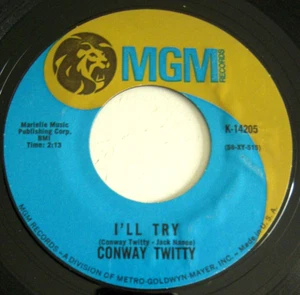 Conway TWITTY " I'll try/ What Am I living for" 1970 - US 45 MGM 14205 ÉTAT NEUF - Imagen 1 de 2