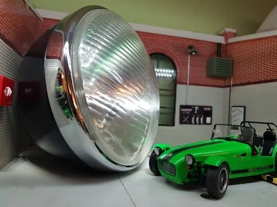 Lotus Seven Caterham Kit Oldtimer komplett 7" Scheinwerfer HeadLight schwarz chrom - Bild 1 von 4