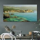 Painting Ocean Sea City Mountains Canvas Print 120x60 Photo Decor Wall Art