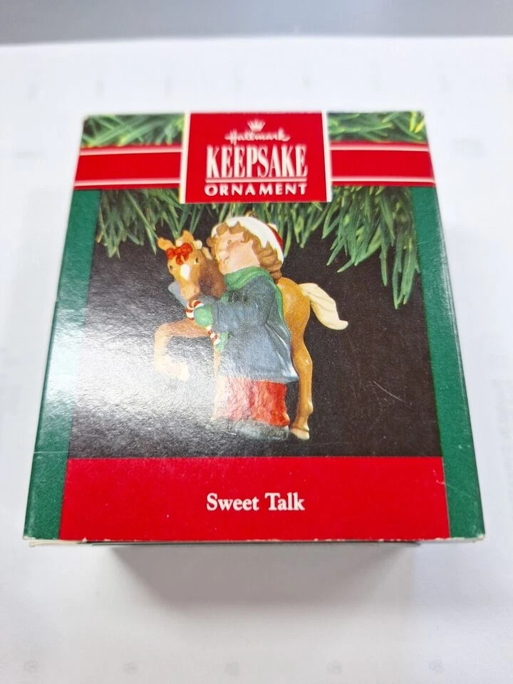 Hallmark Christmas Ornament Sweet Talk 1991 Little Girl Hugging Her Horse Pony - Изображение 1 из 4