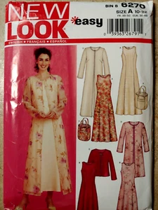 SIMPLICITY NEW LOOK 6270 MISSES DRESS DUSTER JACKET & BAG PATTERN-UNCUT-10-22 - Picture 1 of 9